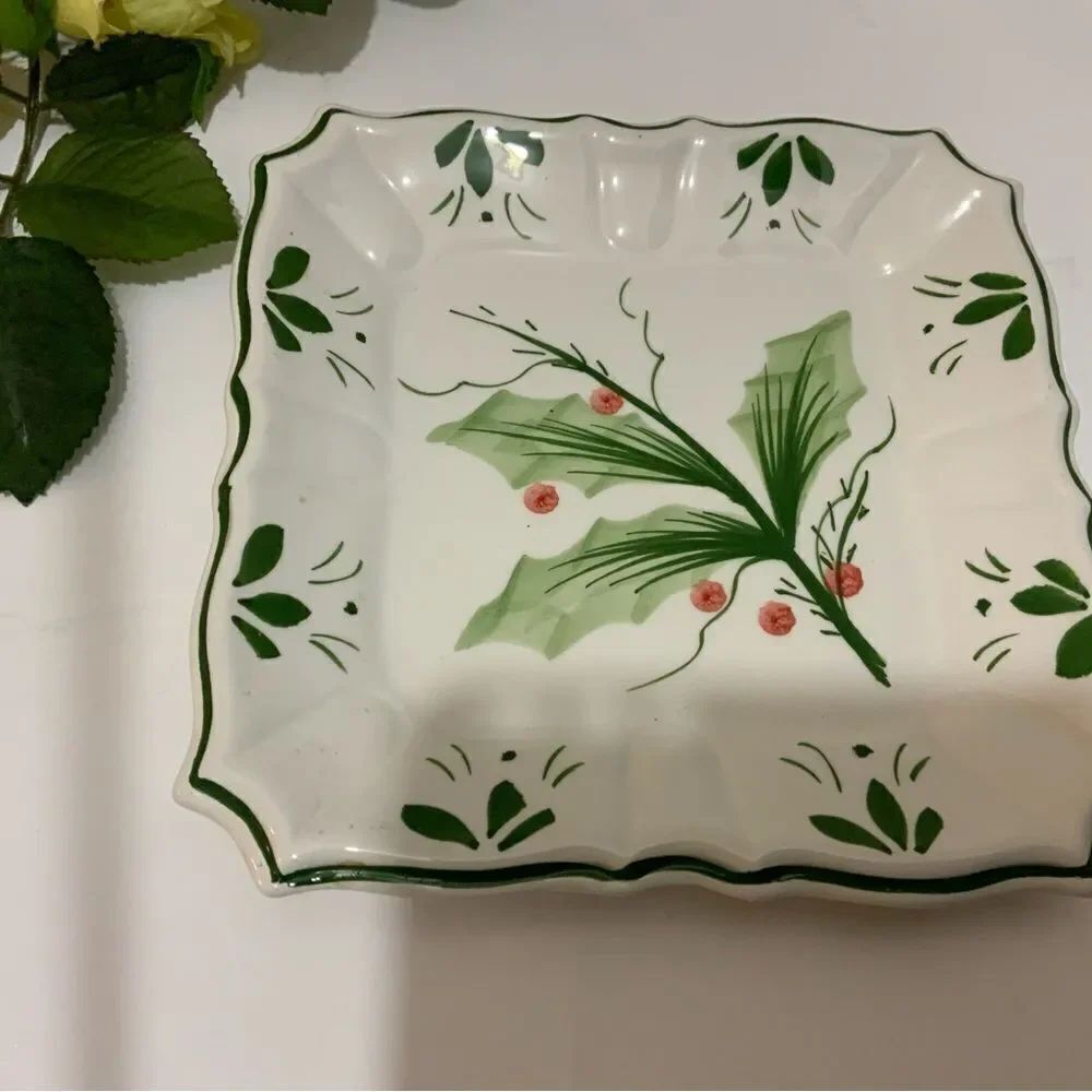 ZANOLLI Hand Painted Italy~ Square 7”x7" Christmas Tray ~ GUC G1 Made in Italy